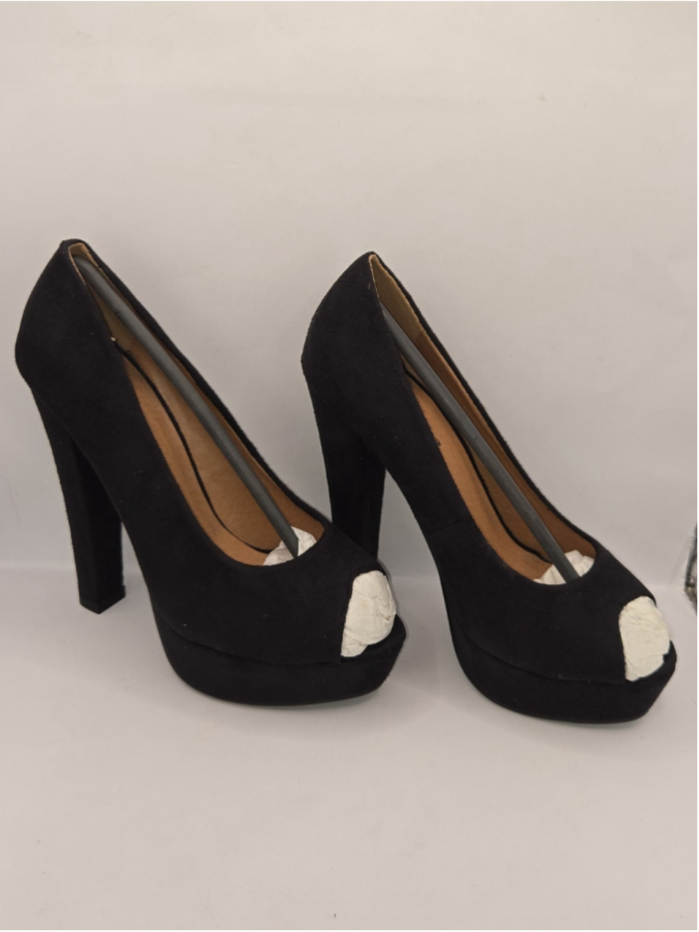 Bonnibel Peep Toe Black High Heel Size 6.5 Pumps 5" Heel 1" Platform Suede Tisha